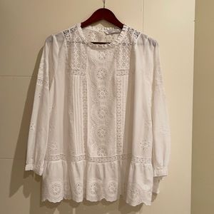 White eyelet, cotton zara blouse